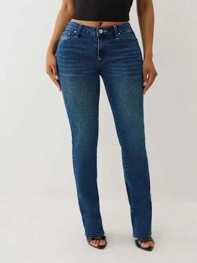 True Religion Women's Billie Mid Rise Straight Jean In Blue