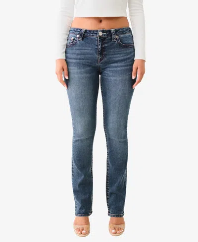 True Religion Billie Womens Mid-rise Stretch Straight Leg Jeans In Contera