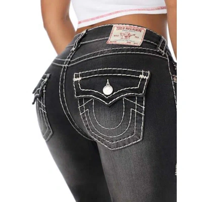 True Religion Women's Billie Mid Rise Super T Flap Straight Jean In Black