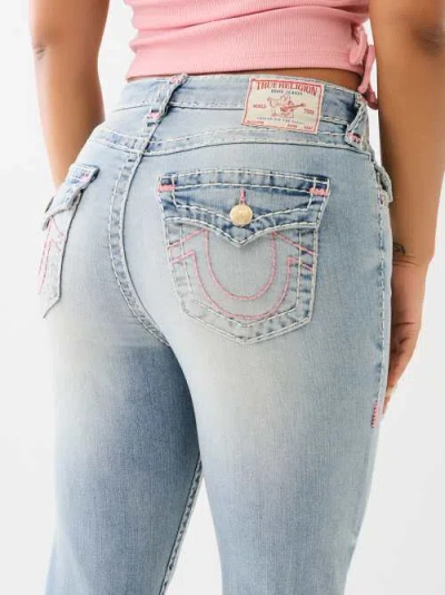 True Religion Women's Billie Mid Rise Super T Straight Jean