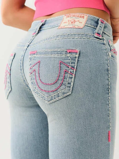 True Religion Women's Billie Mid Rise Super T Straight Jean In Gray