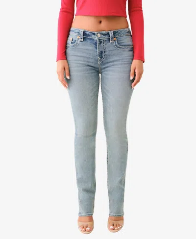 True Religion Women's Billie Mid Rise Super T Straight Jeans In Penelope