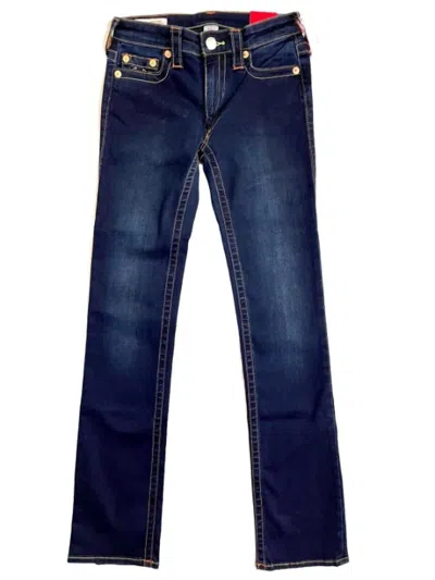 True Religion Women's Billie Straight Leg Minimal Abrasion Low Rise Jeans In Blue