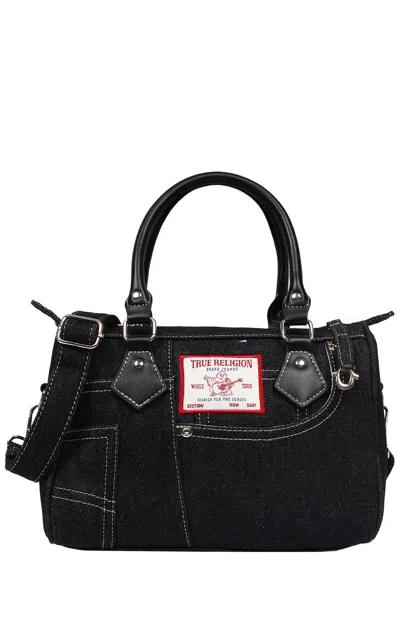 True Religion Women's Black Denim Heritage Satchel Bag