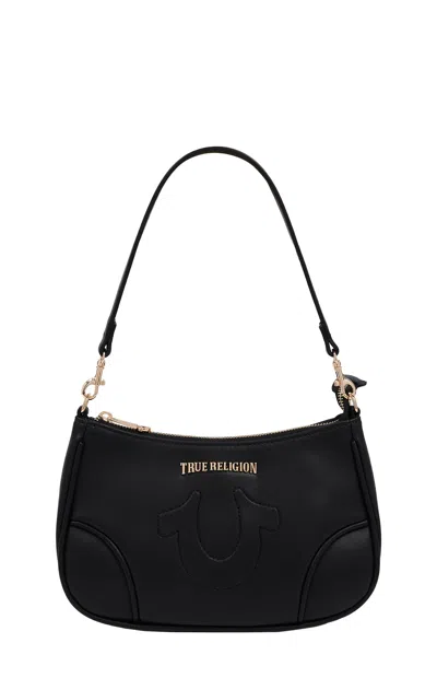 True Religion Women's Black Trapunto Logo Shoulder Bag