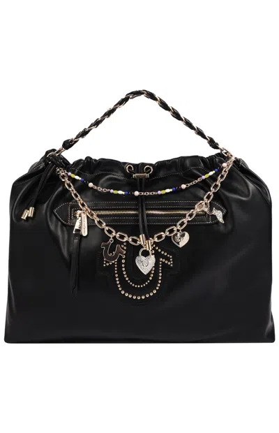 True Religion Women's Black Vintage Chain Soft Hobo Bag