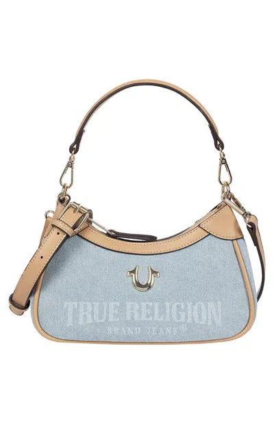 True Religion Women's Blair Denim And Faux Leather Shoulder Bag In Blue