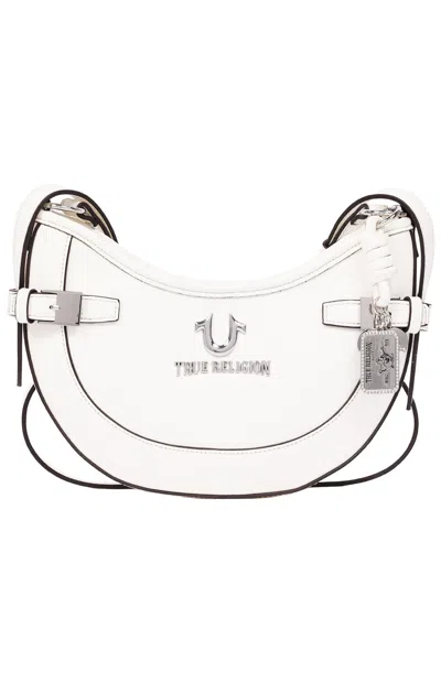 True Religion Women's Blake Smooth Faux Leather Belted Hobo Bag In White