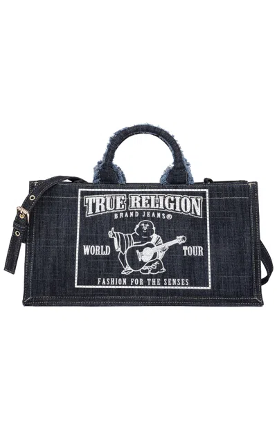 True Religion Women's Bling Buddha East West Jean Tote Bag In Dark Denim