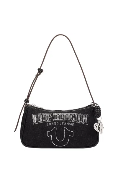 True Religion Women's Bling Logo Black Denim Shoulder Bag
