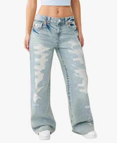 True Religion Women's Bobbi Big T Flap Baggy Jean In Blue