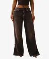 True Religion Women's Bobbi Baggy Zipper Big T Flap Jeans In Brown