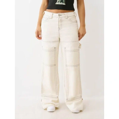 True Religion Women's Bobbi Big T Baggy Carpenter Pant In White