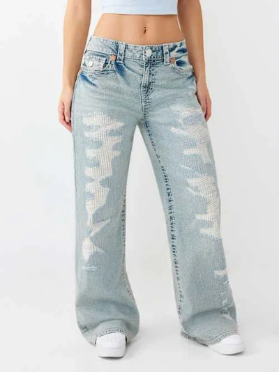 True Religion Women's Bobbi Big T Flap Baggy Jean In Blue