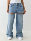 True Religion Bobbi Embellished Cutout Baggy Wide Leg Jeans In Blue