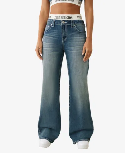 True Religion Women's Bobbi Elastic Brief Baggy Jeans In Blue