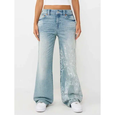 True Religion Women's Bobbi Mid Rise Blessed Baggy Jean