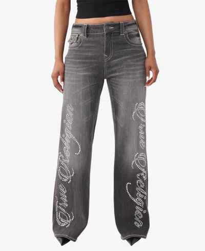 True Religion Women's Bobbi Mid-rise Baggy Flap Jeans In Gray