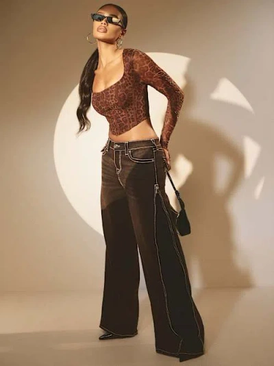 True Religion Women's Bobby Zipper Big T Baggy Jean In Brown