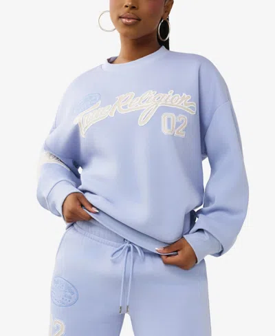 True Religion Women's Boyfriend Pullover Sweater In Blue