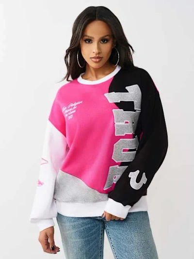 True Religion Women's Boyfriend Pullover Sweatshirt In Multi