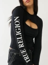 True Religion Women's Branded Cutout Long Sleeve Top In Black