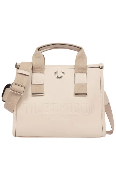 True Religion Women's Brody Smooth Faux Leather Medium Tote Bag In Cream