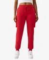 True Religion Women's Buddha Fold Over Cargo Jogger Pants In Red