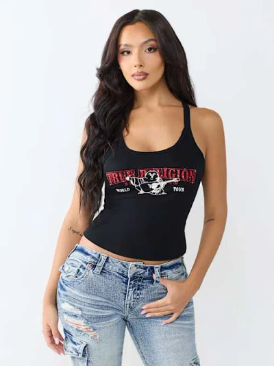 True Religion Women's Buddha Racerback Tank Top In Black
