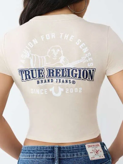 True Religion Women's Buddha Relaxed Shrunken T-shirt In Neutral