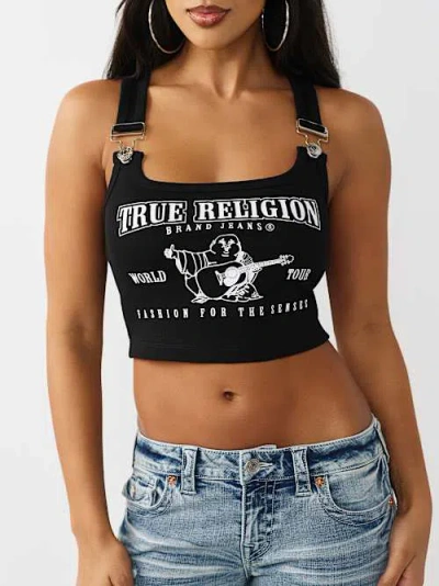 True Religion Women's Buddha Ribbed Overall Tank Top In Black