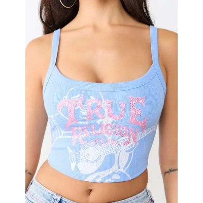 True Religion Women's Buddha Scoop Neck Ribbed Tank Top In Blue