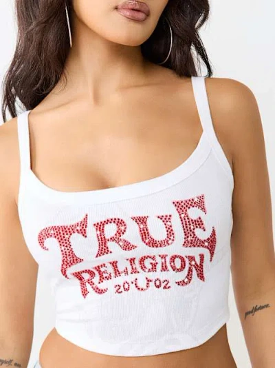 True Religion Women's Buddha Scoop Neck Ribbed Tank Top In White