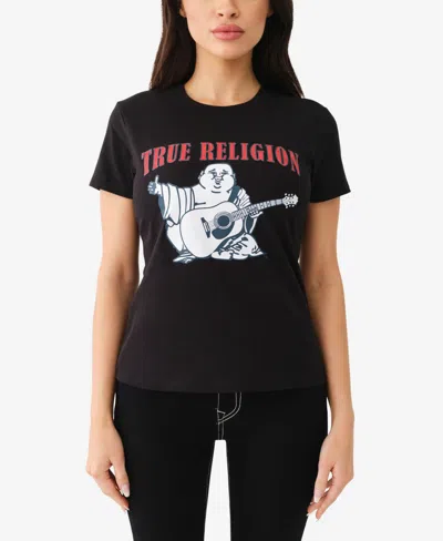 True Religion Women's Buddha Slim Crew Neck Top In Black