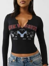 True Religion Rib Long Sleeve T-shirt In Black