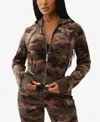 True Religion Women's Camo Velour Shrunken Hoodie In Brown