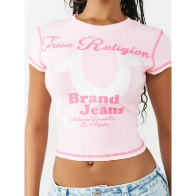 True Religion Women's Cap Sleeve Baby T-shirt In Pink