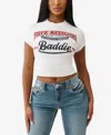 True Religion Women's Cap Sleeve Baddie Baby T-shirt In White