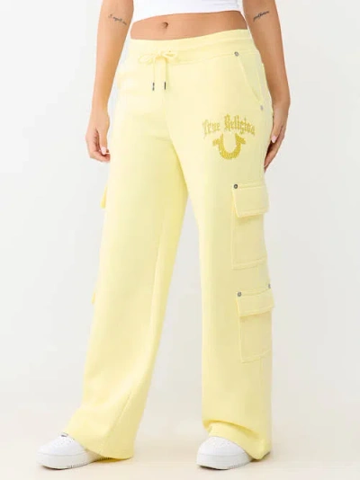 True Religion Women's Cargo Straight Leg Pant In Yellow