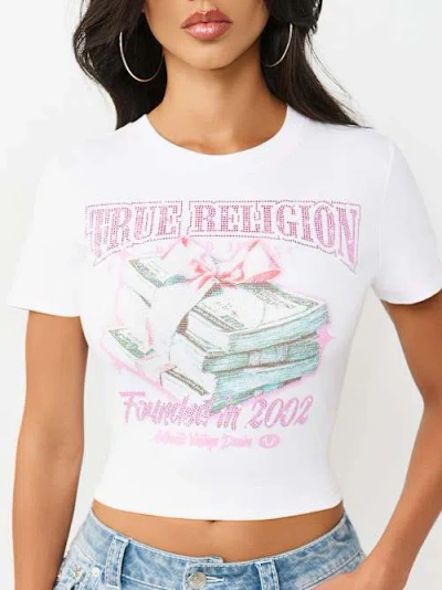 True Religion Women's Cash Money Baby T-shirt In White