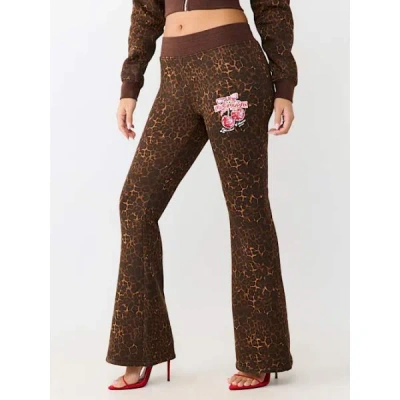 True Religion Women's Cherry Leopard Bootcut Pant In Pink