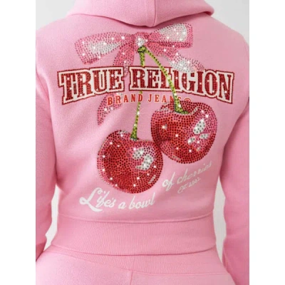 True Religion Women's Cherry Shrunken Zip Hoodie In Pink