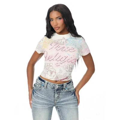 True Religion Women's City Stitch Baby T-shirt In White