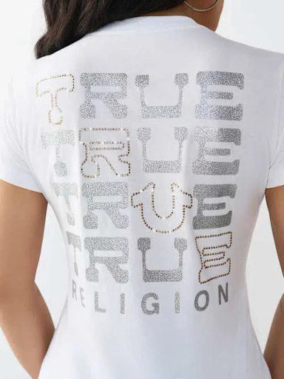 True Religion Women's Classic Glitter T-shirt In White