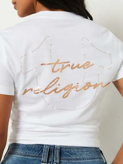 True Religion Women's Classic Horseshoe Crew T-shirt In White
