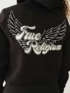 True Religion Women's Classic Winged Crystal Zip Hoodie In Black