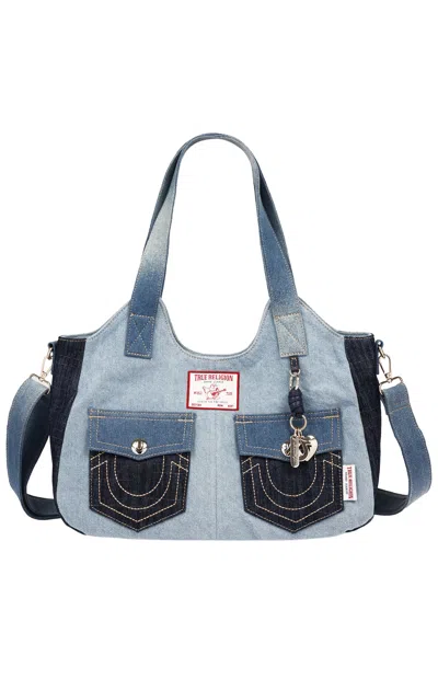 True Religion Women's Color Block Denim Soft Satchel Bag In Multi
