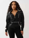 True Religion Women's Contrast Half Zip Pullover In Black