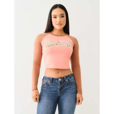 True Religion Women's Contrast Long Sleeve Baseball T-shirt In Multi
