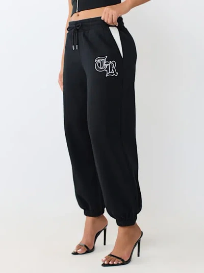 True Religion Women's Contrast Paneled Mid Rise Baggy Jogger In Black